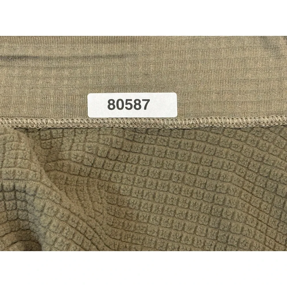 Polartec Coyote Brown Grid Fleece Quarter Zip Tactical Pullover Mens XL Made USA